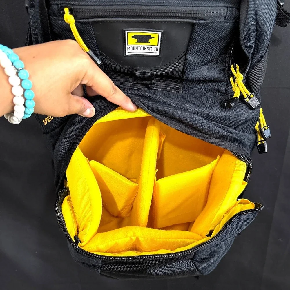 Mountainsmith Spectrum Camera Backpack Black Yellow Padded DSLR Laptop Bag
